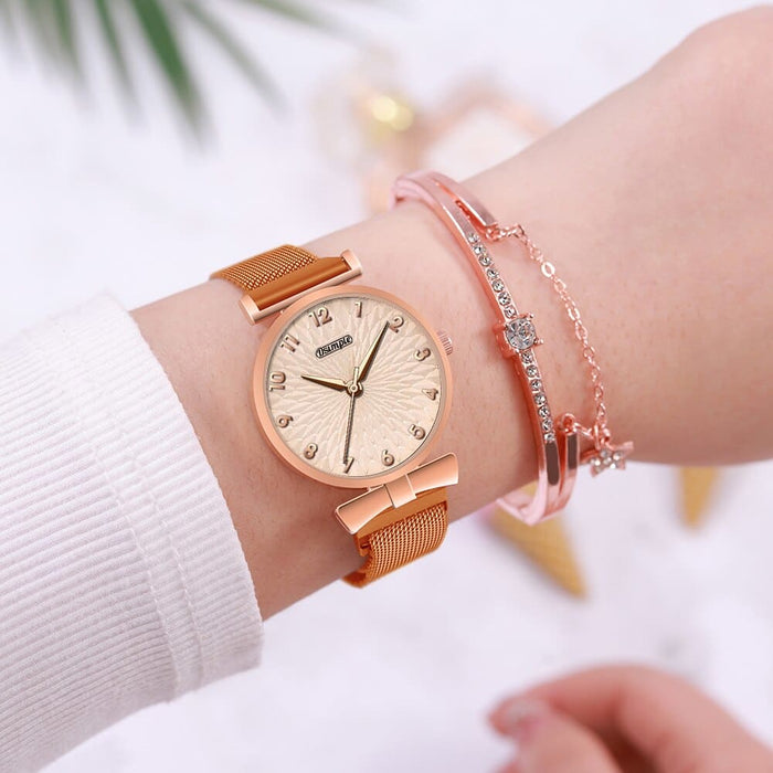 2pcs Set Fashion Women Bracelet Quartz Watches Magnetic