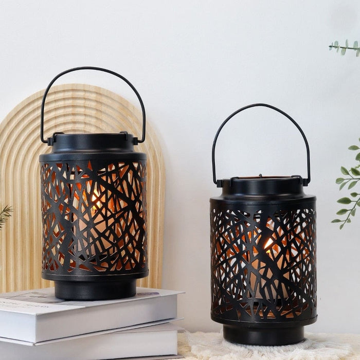 2pcs Metal Hanging Candle Holder Lanterns With Handle