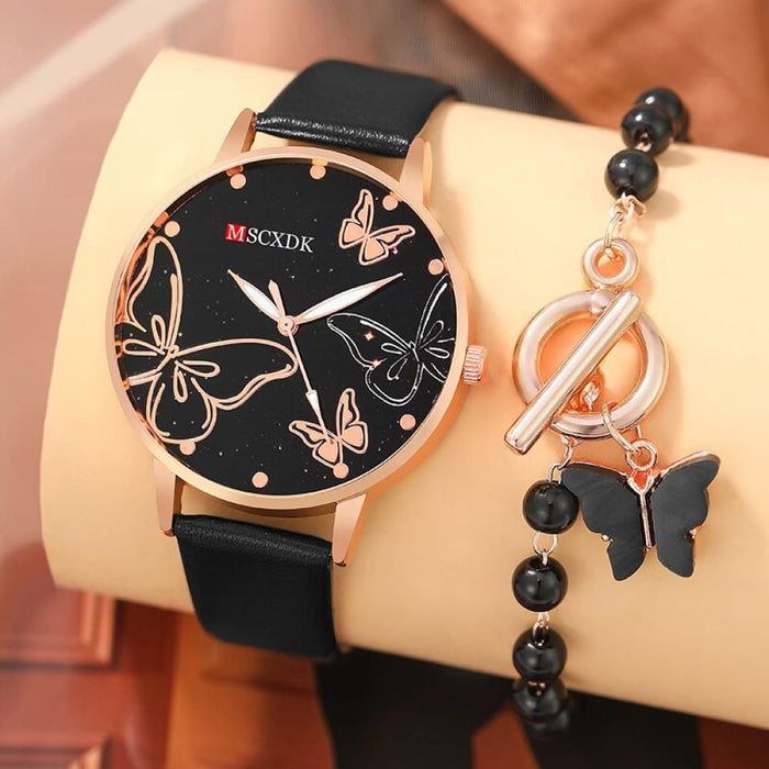 2pcs Quartz Watches Bracelet Watch Set For Women Business