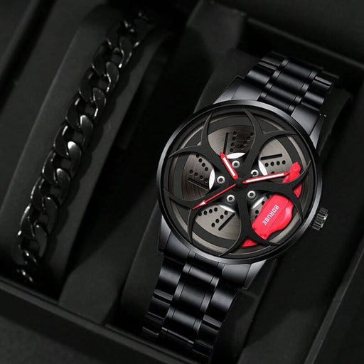 2pcs Set Fashion Mens Stainless Steel Quartz Watches Simple