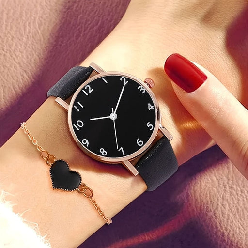 2pcs Set Watch Women Fashion Casual Leather Belt Watches