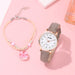 2pcs Women Watches Bracelet Set Girls Fashion Leather