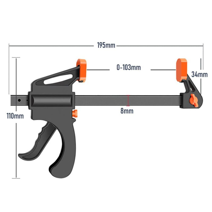 2pcs Woodworking Work Bar Clamp Clip Kit 4 Inch Quick