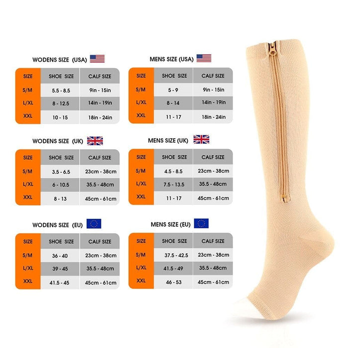 2pcs/pair Zipper Compression Open Toe Stockings For Women