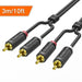 2rca To Jack Connector Splitter Audio Cable Stereo Aux