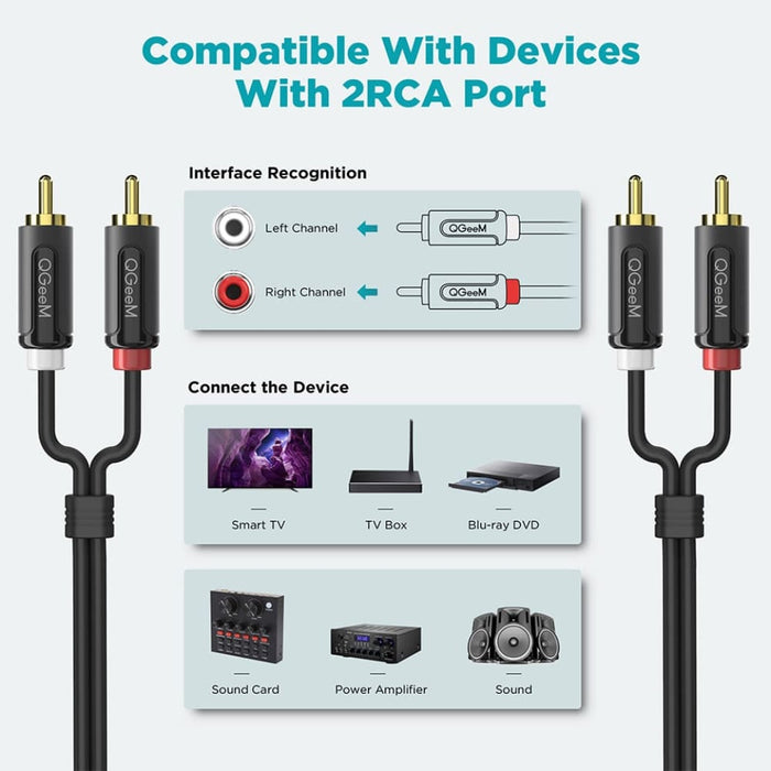 2rca To Jack Connector Splitter Audio Cable Stereo Aux