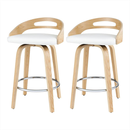 2x Bar Stools Swivel Dining Chairs Low Back Counter Seat Pu