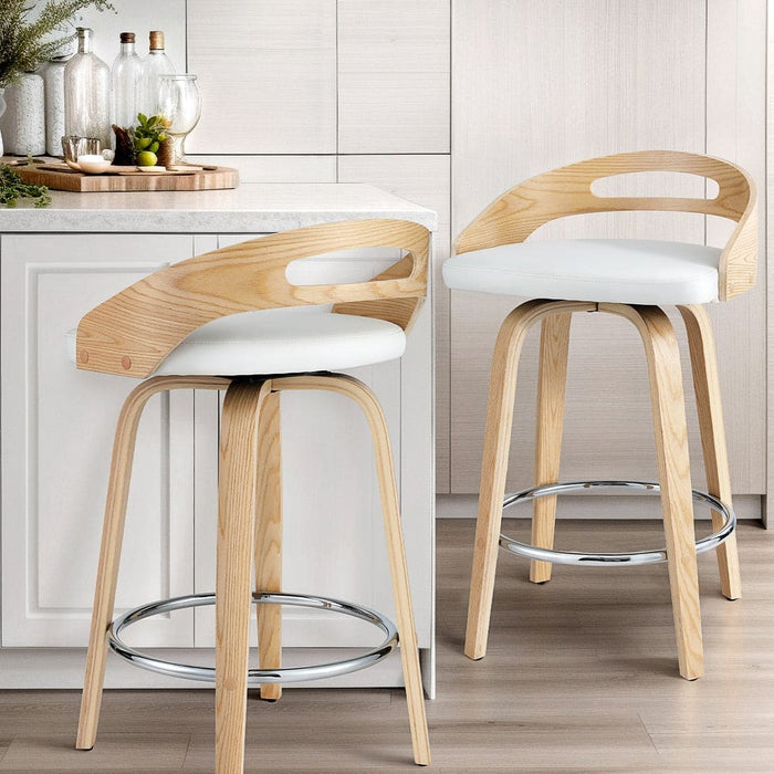 2x Bar Stools Swivel Dining Chairs Low Back Counter Seat Pu