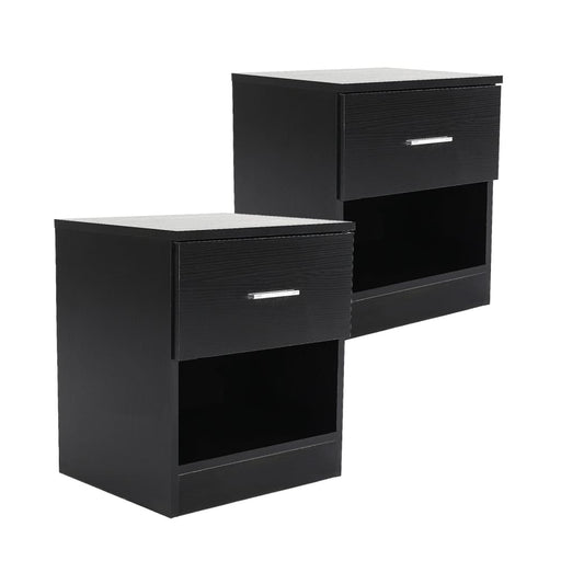 2x Bedside Table Side Storage Cabinet Nightstand Bedroom 1