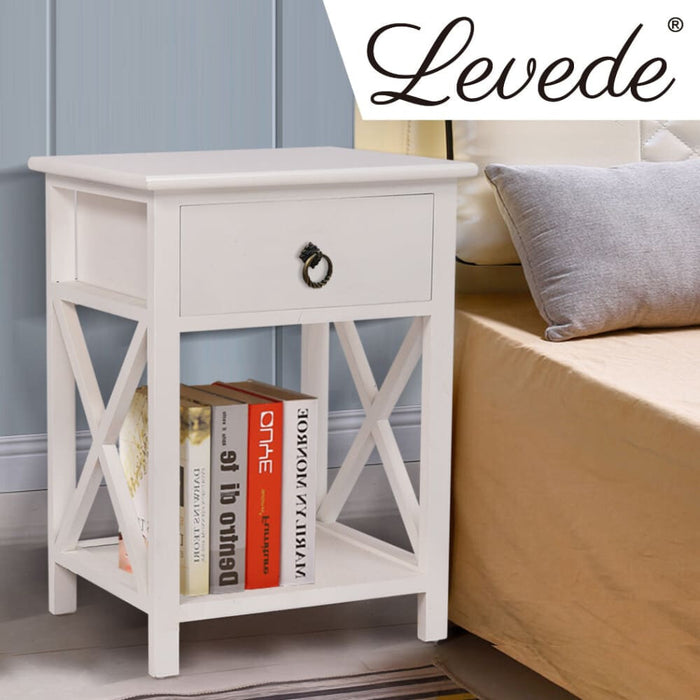 2x Bedside Tables Drawers Side Table Storage Cabinet