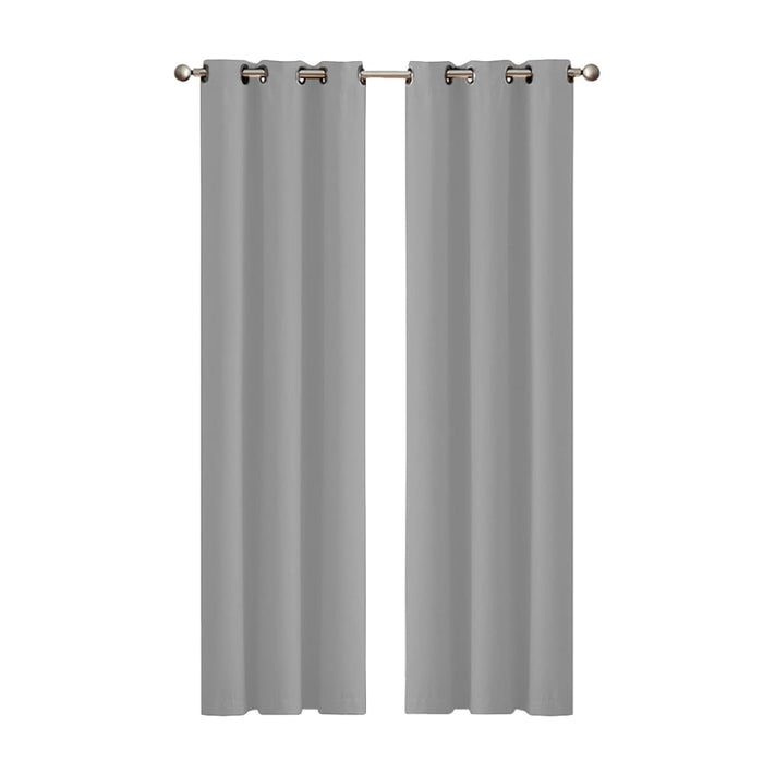 2x Blockout Curtains Panels 3 Layers Grey