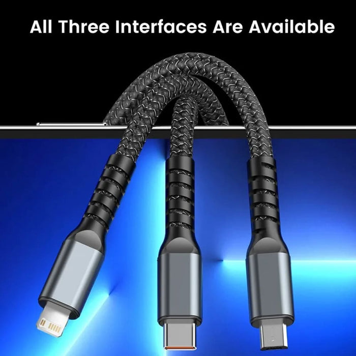 3 In 1 100w Fast Charging Usb To Type c Micro Charger Cable