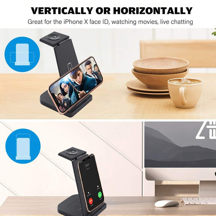 3 In 1 Case Friendly Wireless Fast Charger Stand