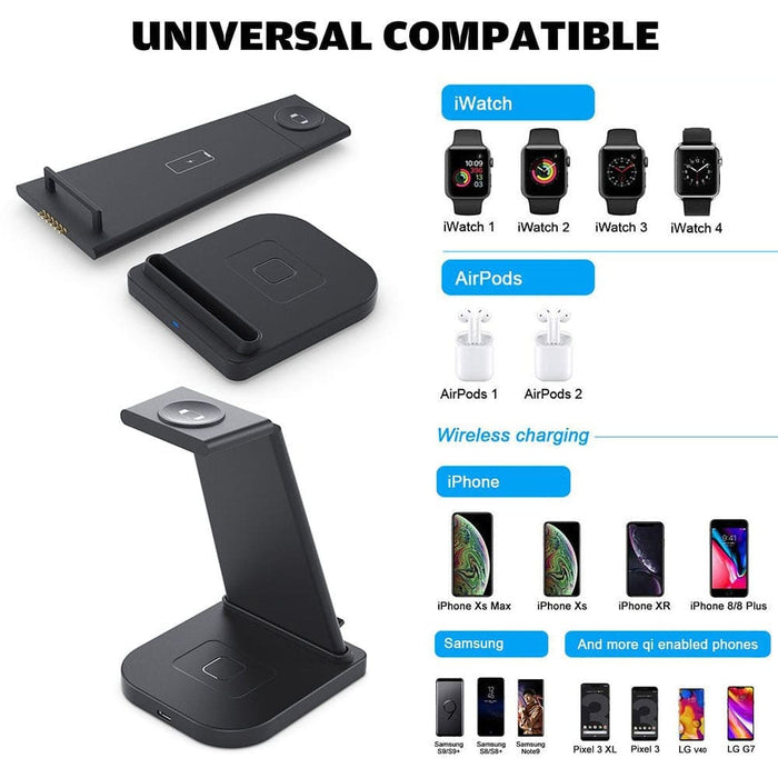 3 In 1 Case Friendly Wireless Fast Charger Stand