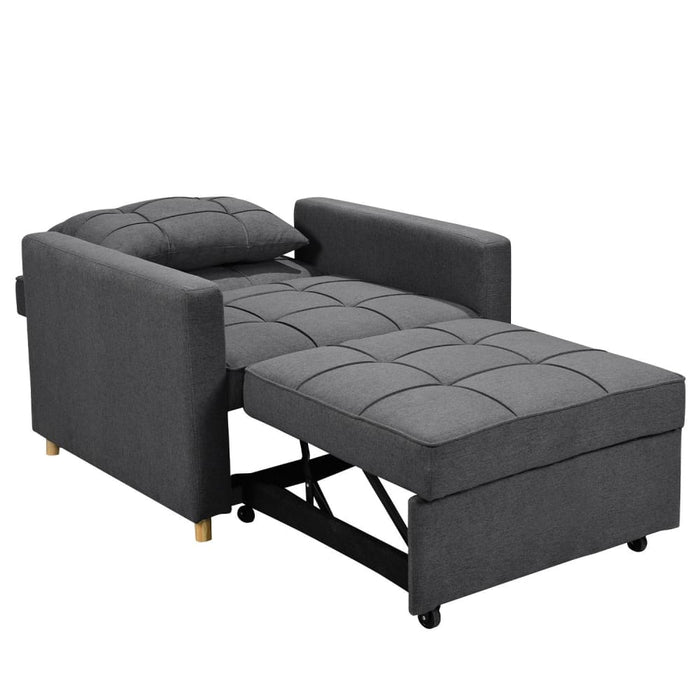 3-in-1 Convertible Lounge Chair Bed By Sarantino - Dark Grey