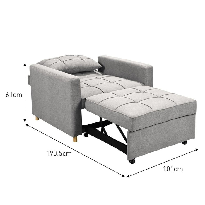 3-in-1 Convertible Sofa Chair Bed Lounger By Sarantino