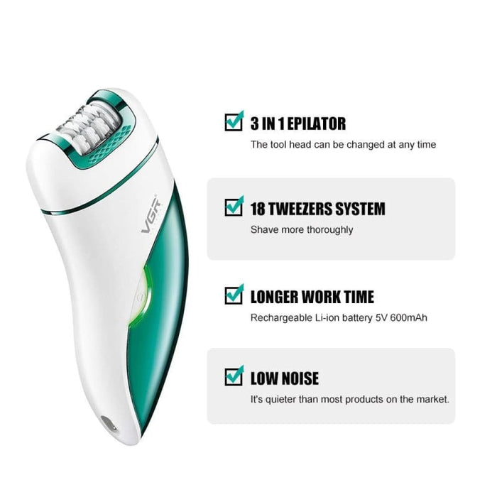 3 In 1 Electric Women Epilator For Face Body Hair Removal