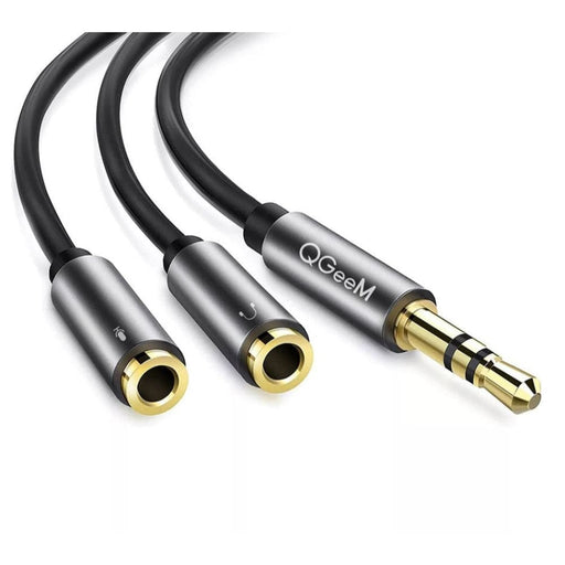 3.5mm 1 Male To 2 Female Mic y Splitter Aux Cable