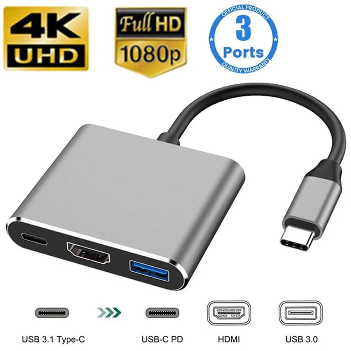 3 In 1 Usb c Hub Type 3.0 To Hdmi Compatible Docking