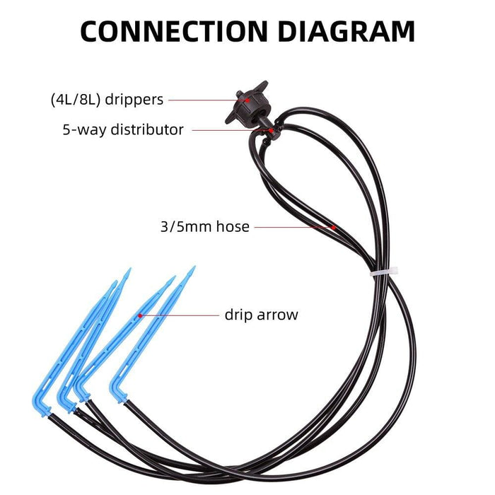 3 5mm 4l 8l 5-way Distributor Arrow Watering Kits