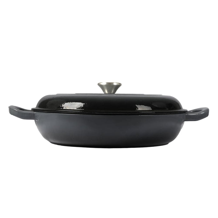 Goslash Picks 3.5l Enamel Dutch Oven Pan In Black Colour