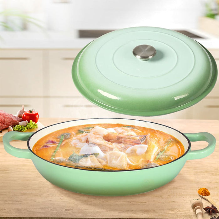 Goslash Picks 3.5l Enamel Dutch Oven Pan In Green Colour