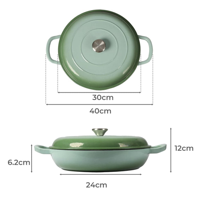 Goslash Picks 3.5l Enamel Dutch Oven Pan In Green Colour