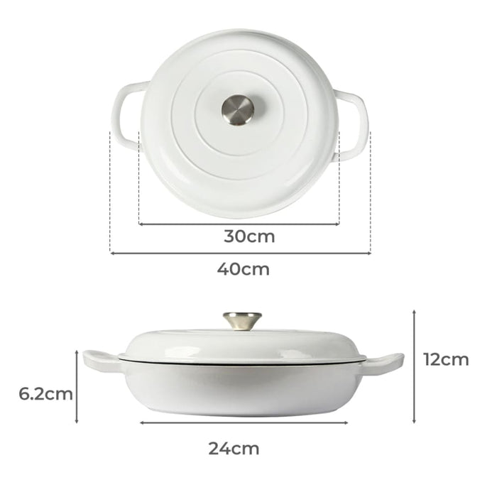 Goslash Picks 3.5l Enamel Dutch Oven Pan in White Colour