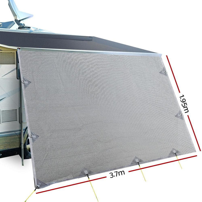 3.7m Caravan Privacy Screens 1.95m Roll Out Awning End Wall