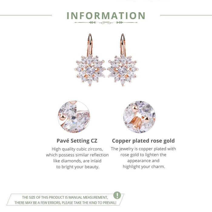 3 Colours Luxury Gold Flower Stud Earrings With Zircon