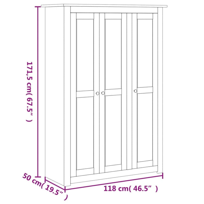 3-door Wardrobe 118x50x171.5 Cm Pine Panama Range Xnxllo