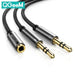 3.5mm Female To 2 Male y Splitter Audio Cable Headset