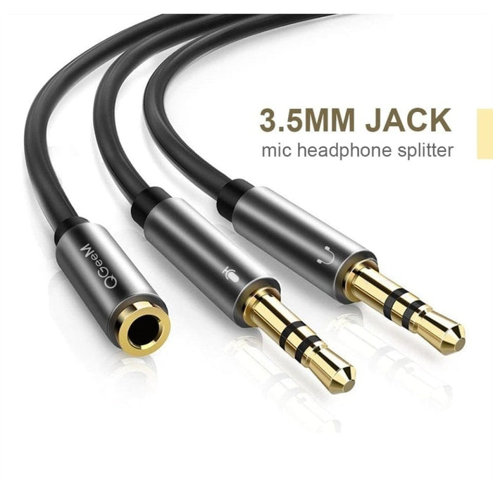 3.5mm Female To 2 Male y Splitter Audio Cable Headset