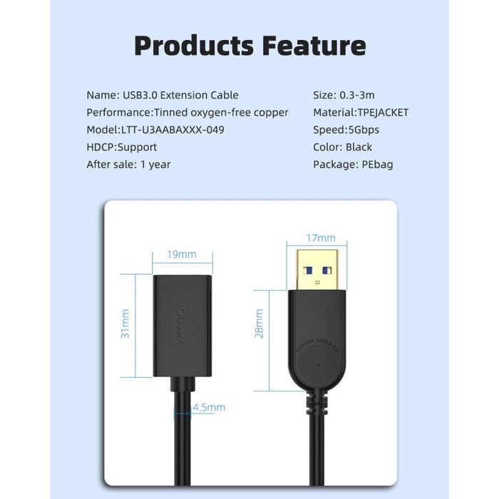 Usb 3.0 Male To Female Cable Extension For Computer Samsung