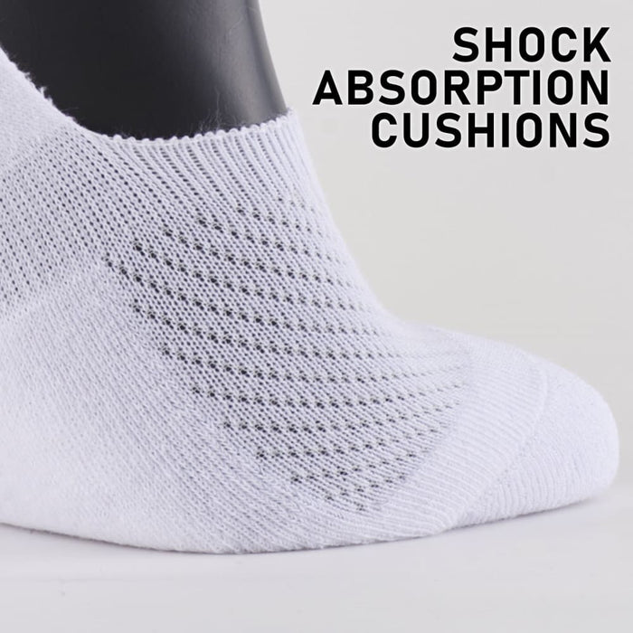 3 Pack Medium White Cushion No Show Ankle Socks Non-slip