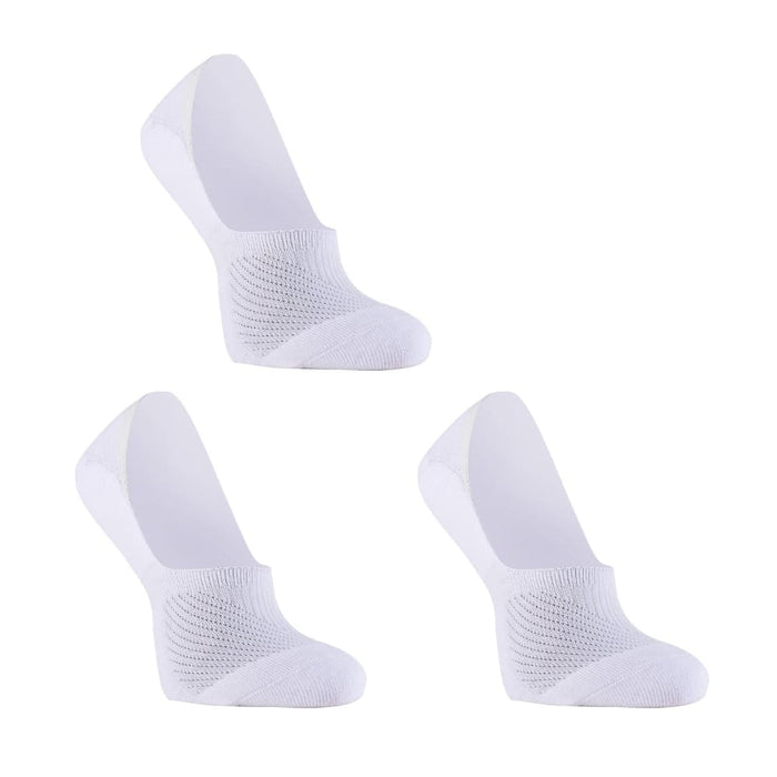 3 Pack Medium White Cushion No Show Ankle Socks Non-slip