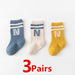 3 Pairs Baby Cotton Knee High Socks Stripes