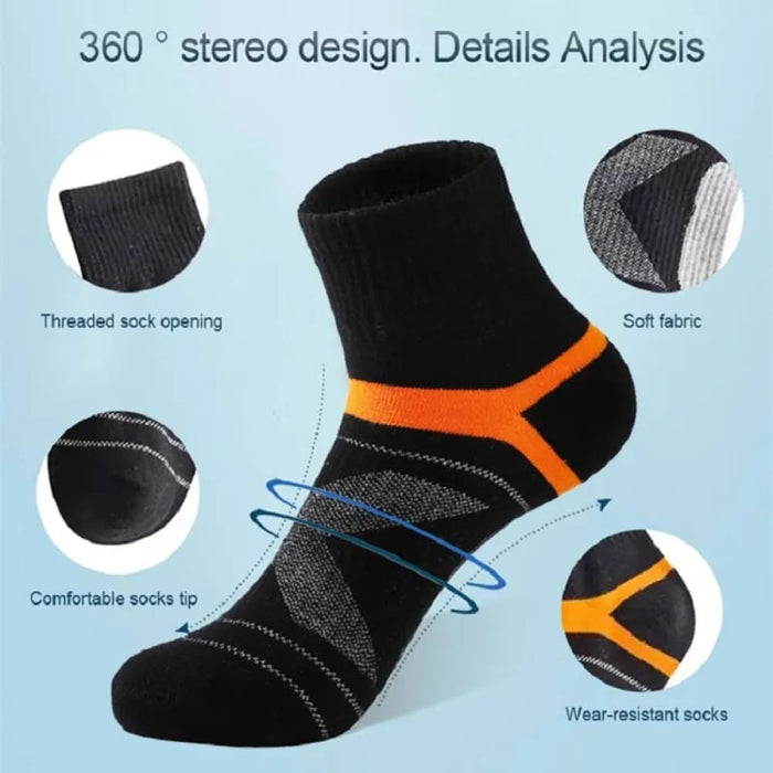 3 Pairs Mens Cotton Sports Socks Black Soft Breathable