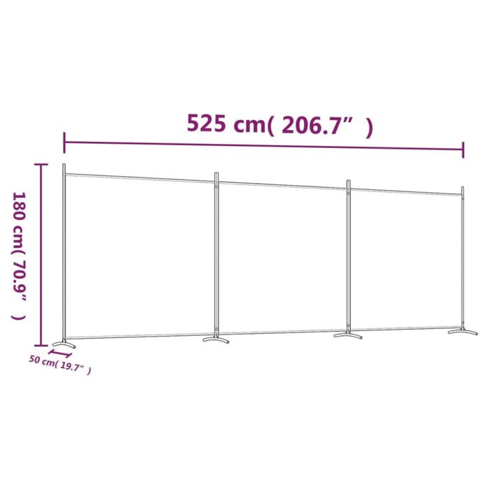 3-panel Room Divider Brown 525x180 Cm Fabric Tpbxik