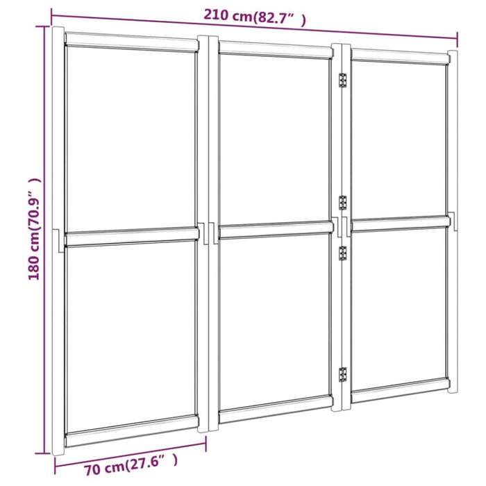 3-panel Room Divider Cream White 210x180 Cm Tokont