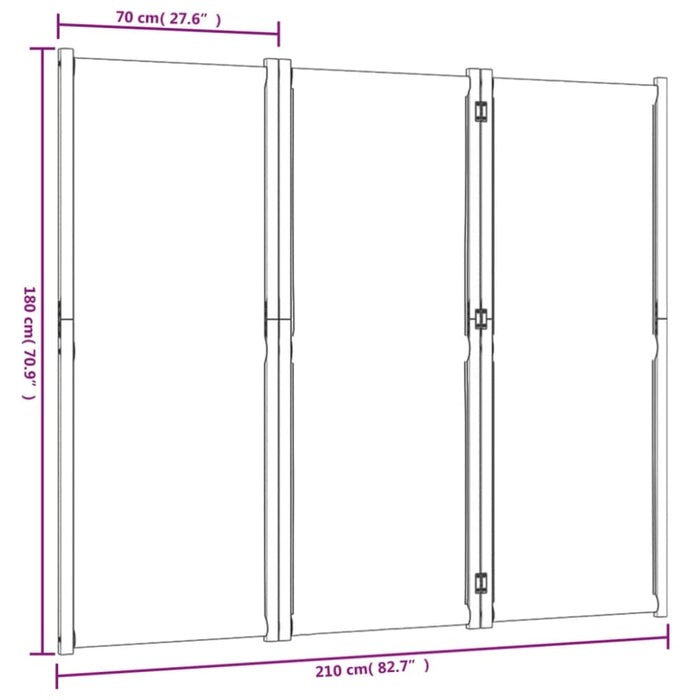 3-panel Room Divider Taupe 210x180 Cm Abbttlt