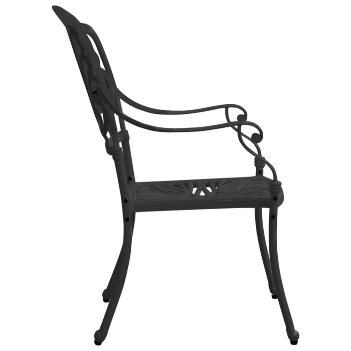 3 Piece Bistro Set Cast Aluminium Black Tbibpll