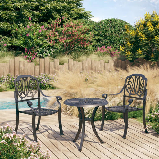 3 Piece Bistro Set Cast Aluminium Black Tbibpll