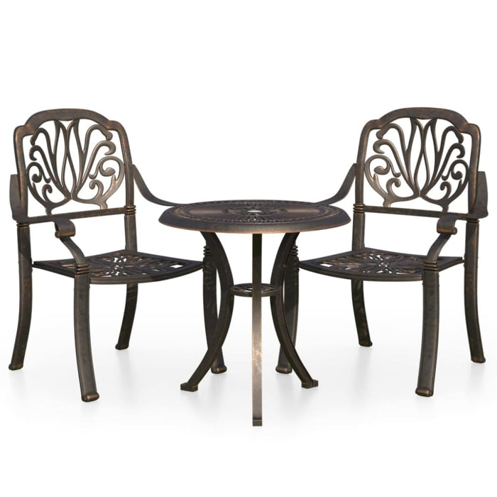 3 Piece Bistro Set Cast Aluminium Bronze Tbibplp