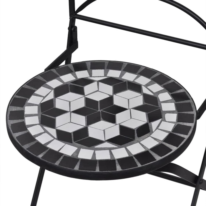 3 Piece Bistro Set Ceramic Tile Black And White Xioiix