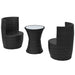 3 Piece Bistro Set With Cushions Poly Rattan Black Atoox