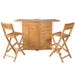 3 Piece Bistro Set With Folding Chairs Solid Teak Wood Atnbp