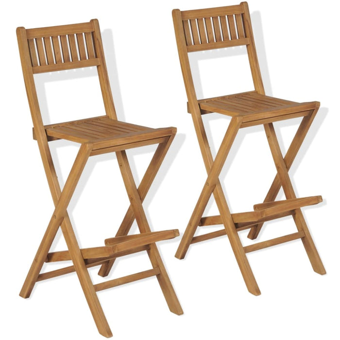 3 Piece Bistro Set With Folding Chairs Solid Teak Wood Atnbp