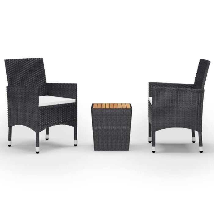 3 Piece Bistro Set Poly Rattan And Acacia Wood Black Tbpntlx