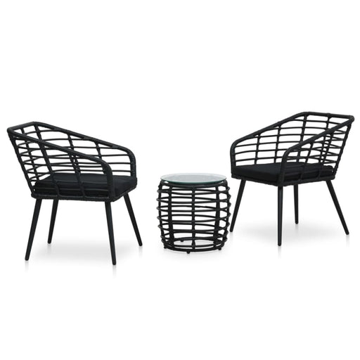 3 Piece Bistro Set Poly Rattan Black Anpik